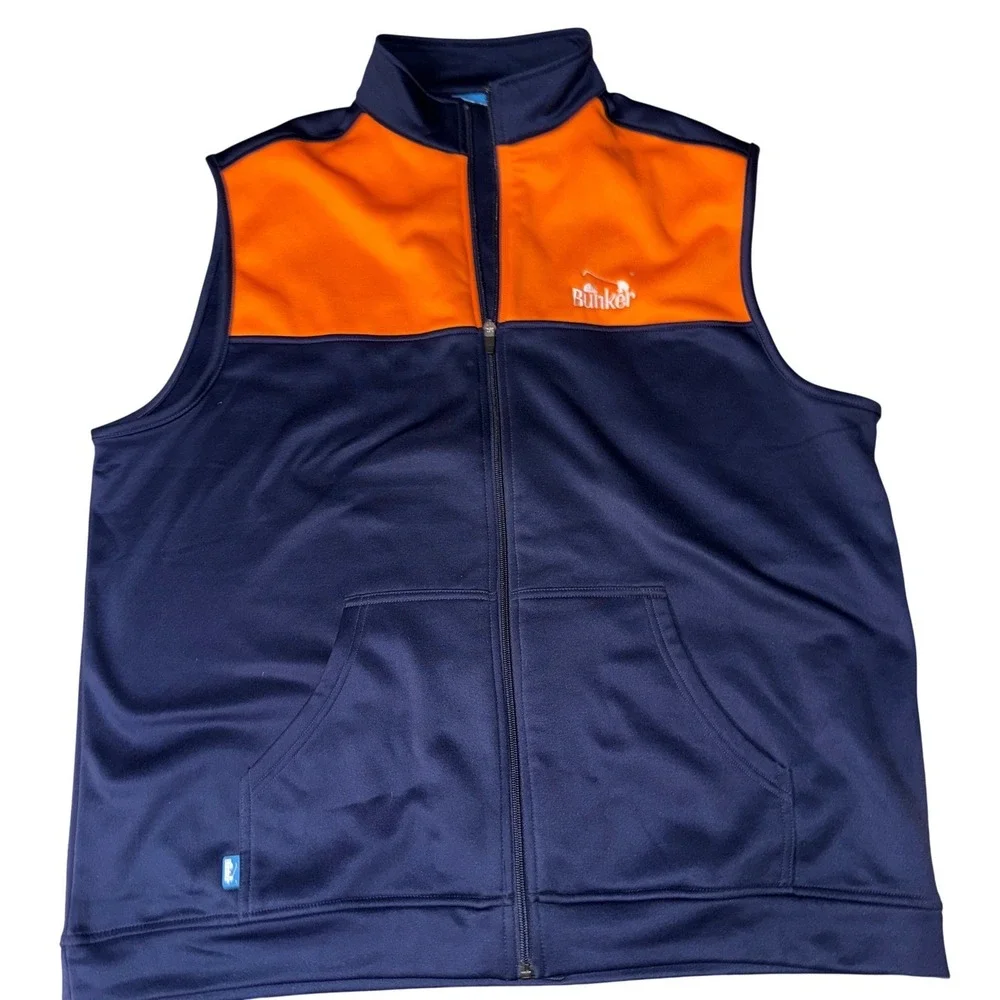 Bunker Mentality Milo gilet Mens 3XL Navy Orange‎ Golf Vest Full Zip